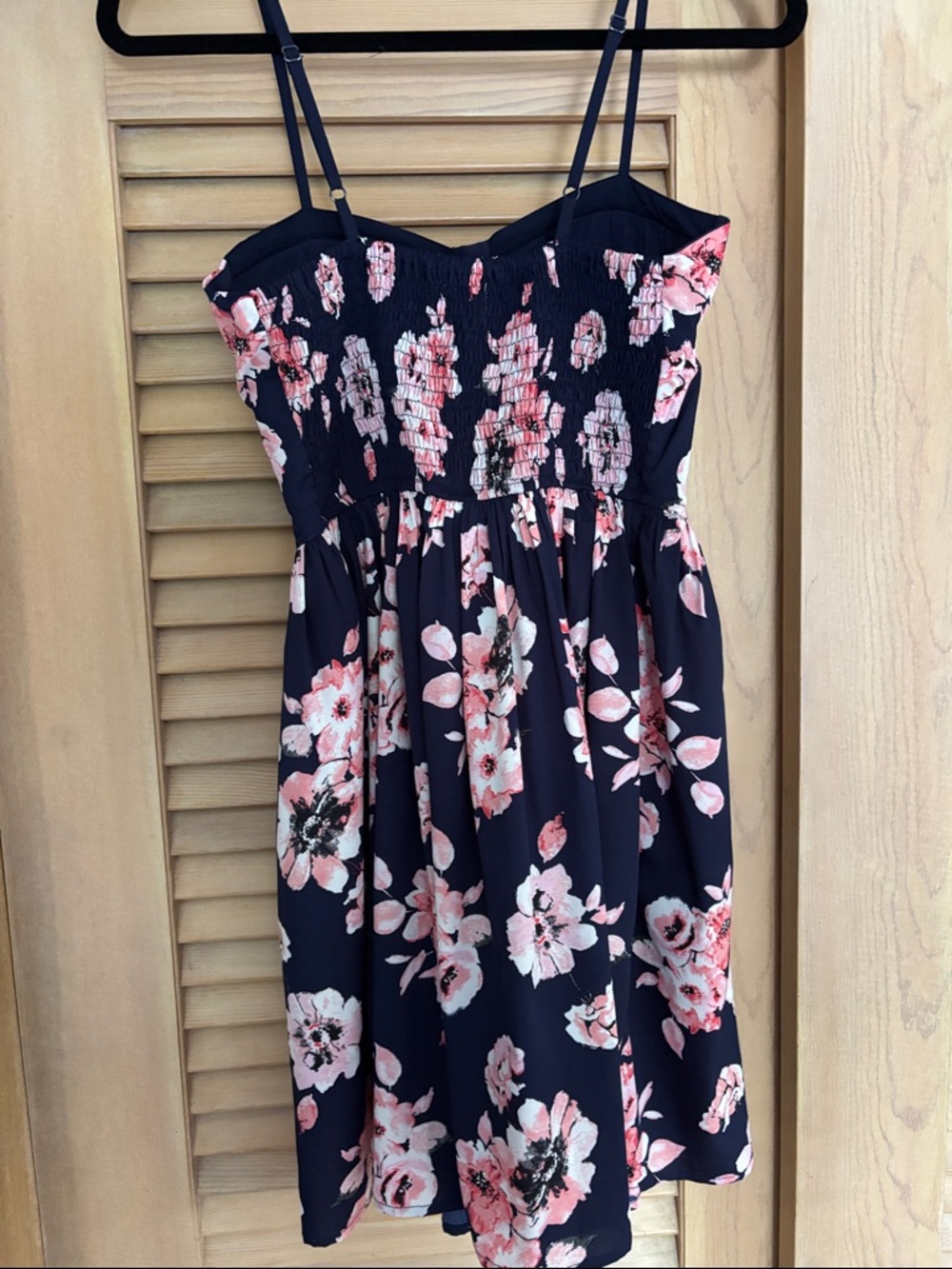 Band of Gypsies Navy Mini Dress with Pink Floral Print - Picture 3 of 4